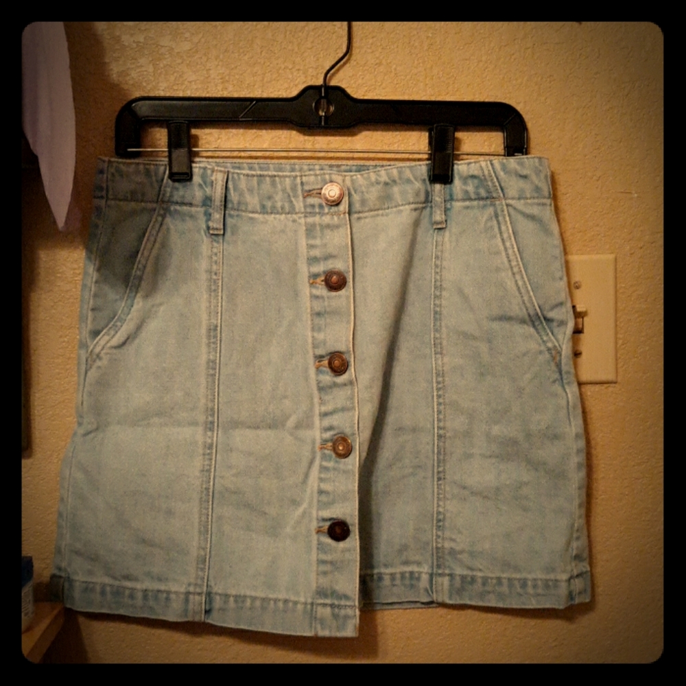 Denim button front mini